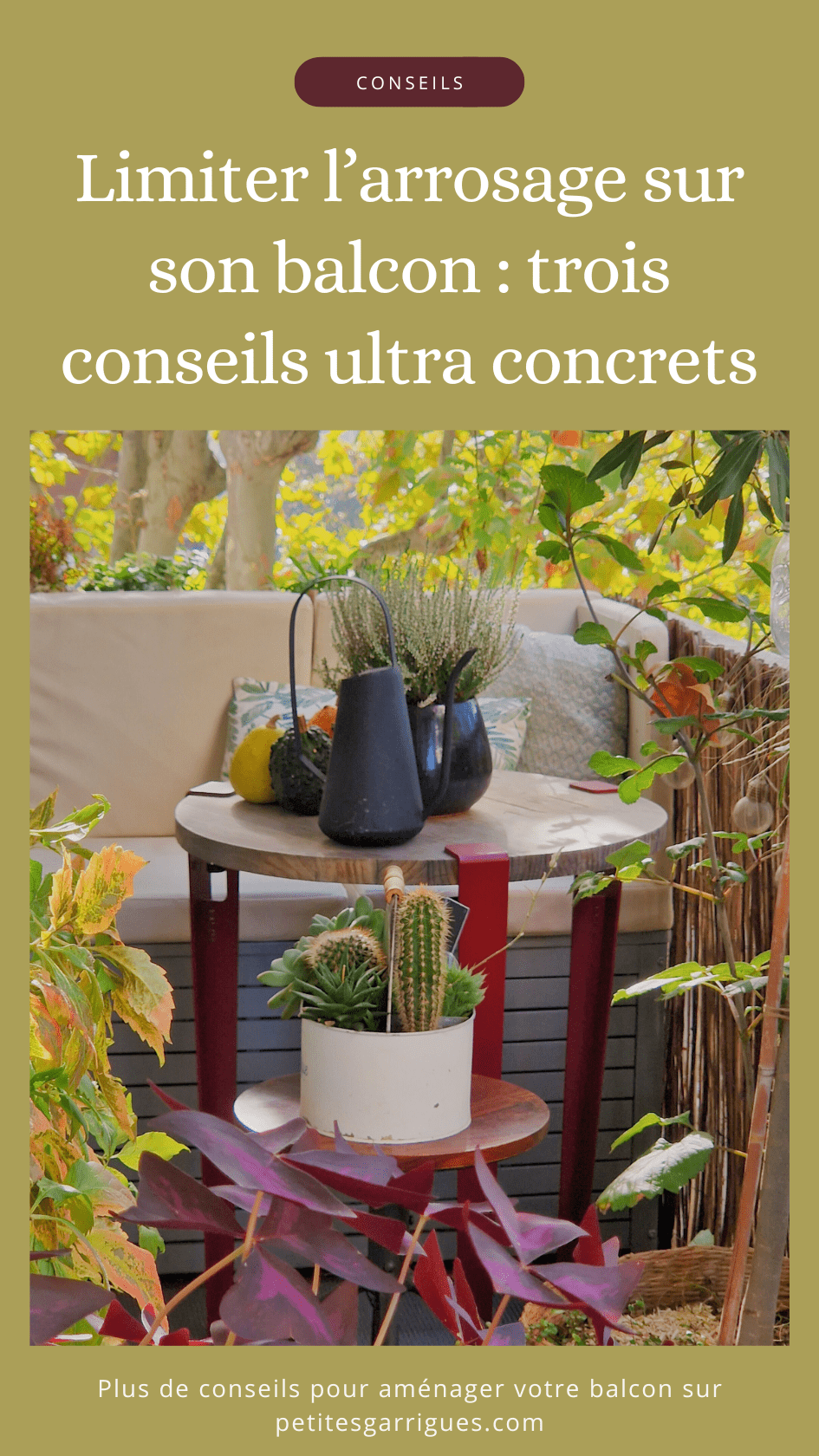 Limiter l'arrosage sur son balcon - trois conseils ultra-concrets, épingle Pinterest